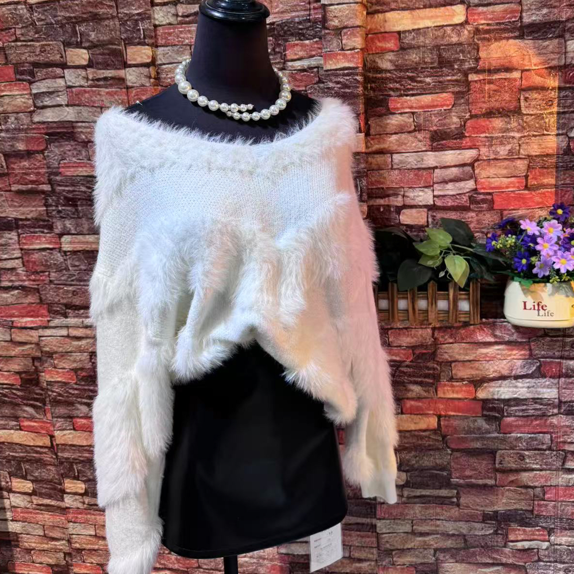 冬毛衣宽松上衣水貂针织衫