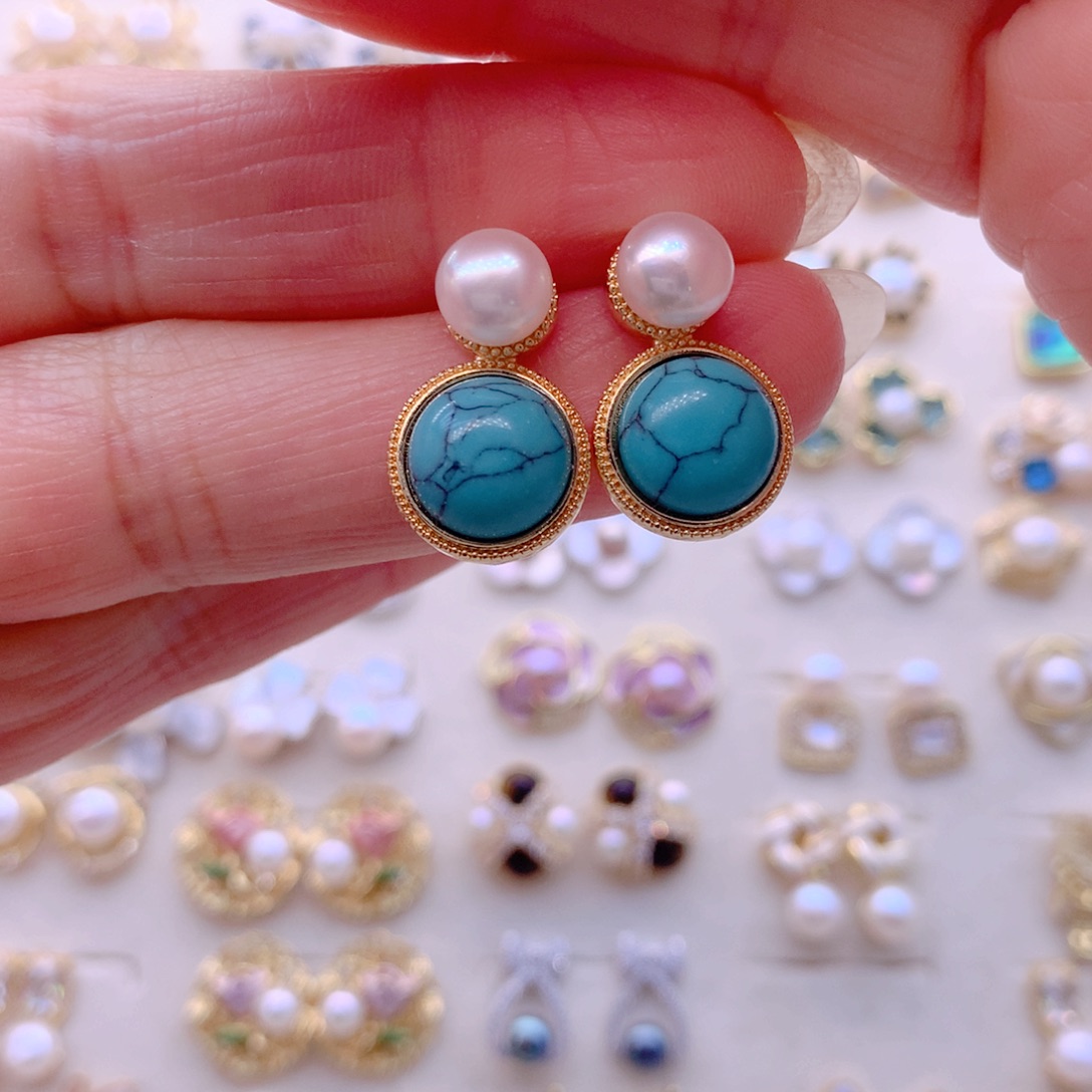 合金耳饰淡水珍珠