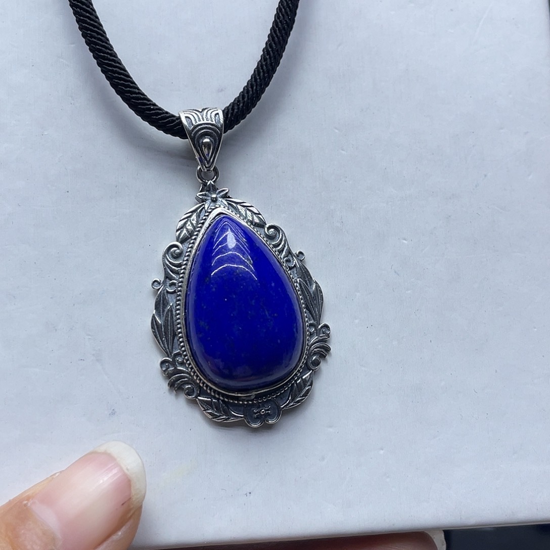 青金石吊坠银S925镶嵌