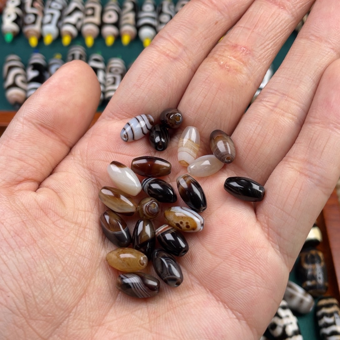 玛瑙/玉髓裸珠米粒珠11.4*6.5