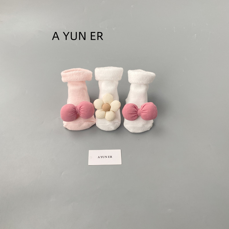 宝宝袜子秋冬季加绒加厚保暖袜婴儿防滑毛圈中筒袜新生儿长筒袜子