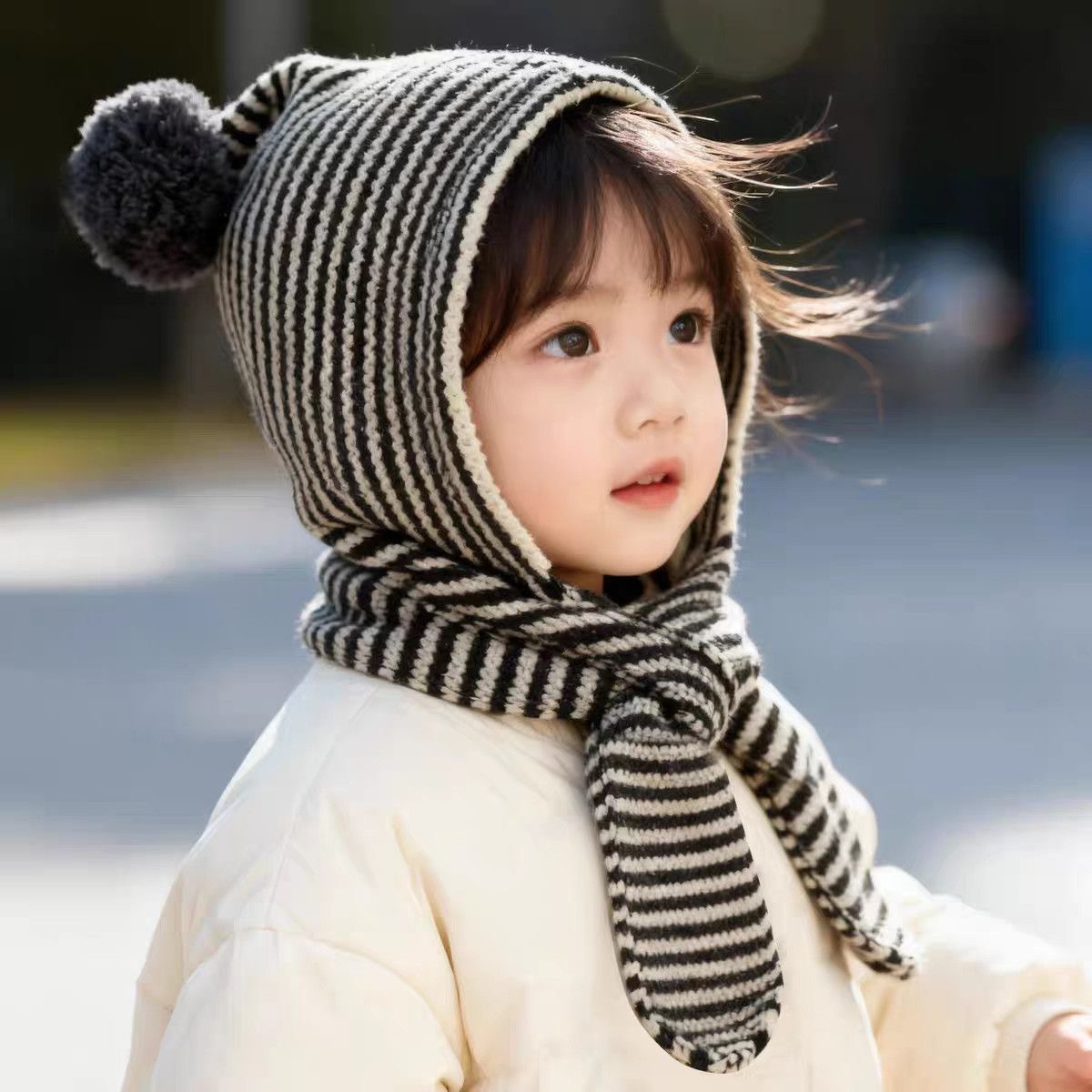 儿童帽子围巾一帽秋冬季男童女童针织帽毛线帽护耳帽宝宝保暖帽