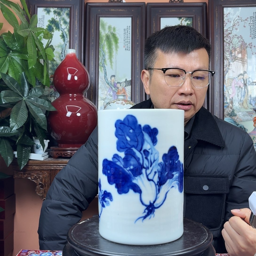 摆件陶景德镇陶瓷手工笔筒