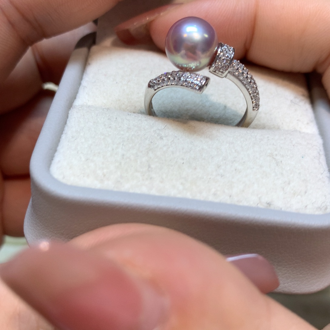 淡水珍珠戒指银S925镶嵌