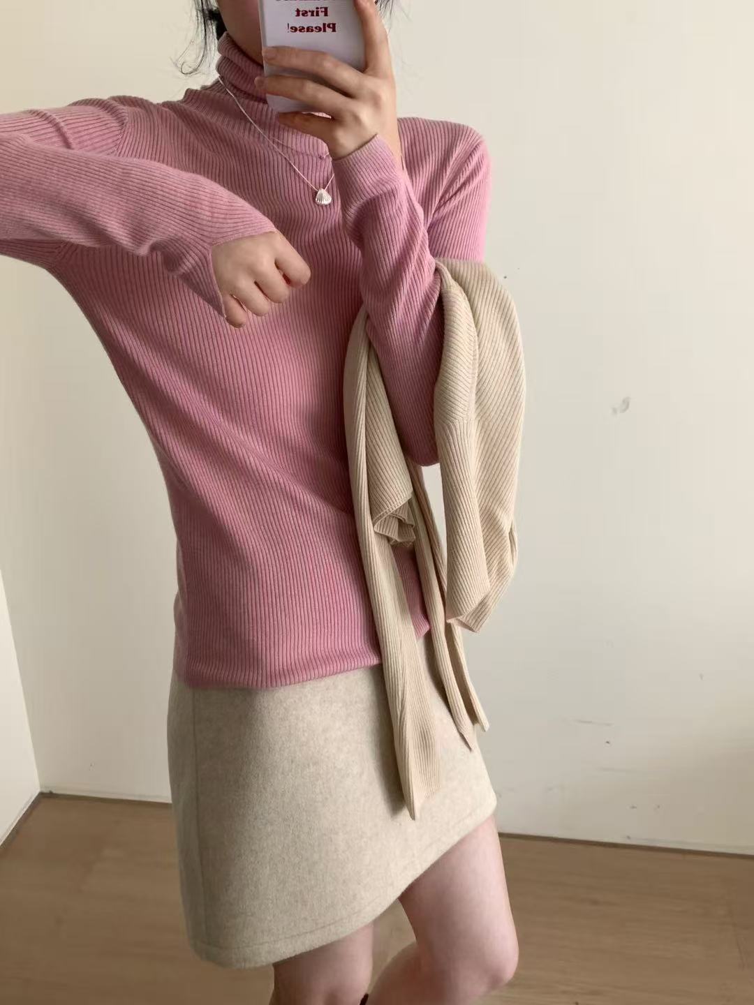 1239【九炫女装】拉毛伴侣~新款气质设计高级感时尚纯色打底上衣