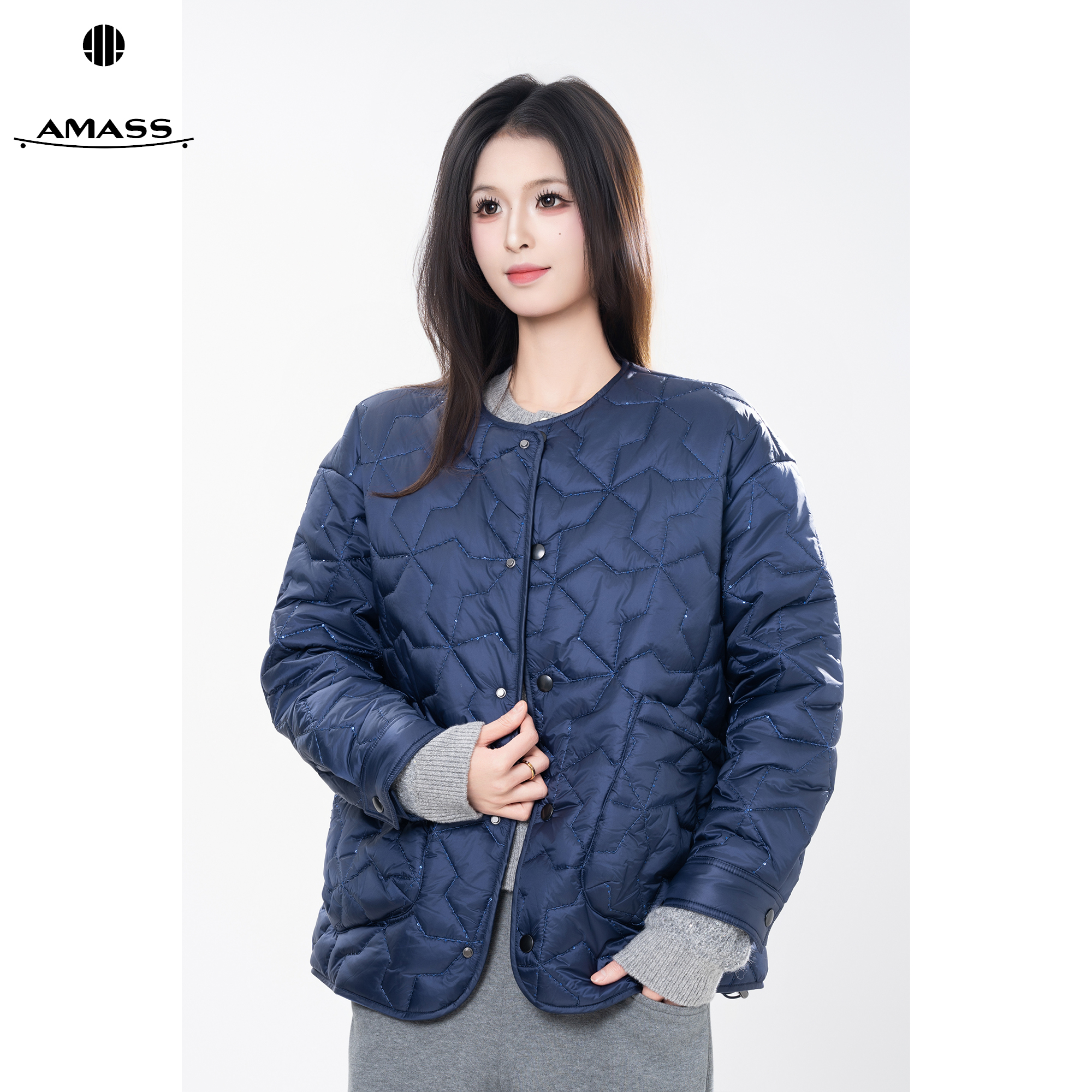 AMASS/阿玛施【流光风】冬季新款时尚简约宽松版新雪丽棉服女540073