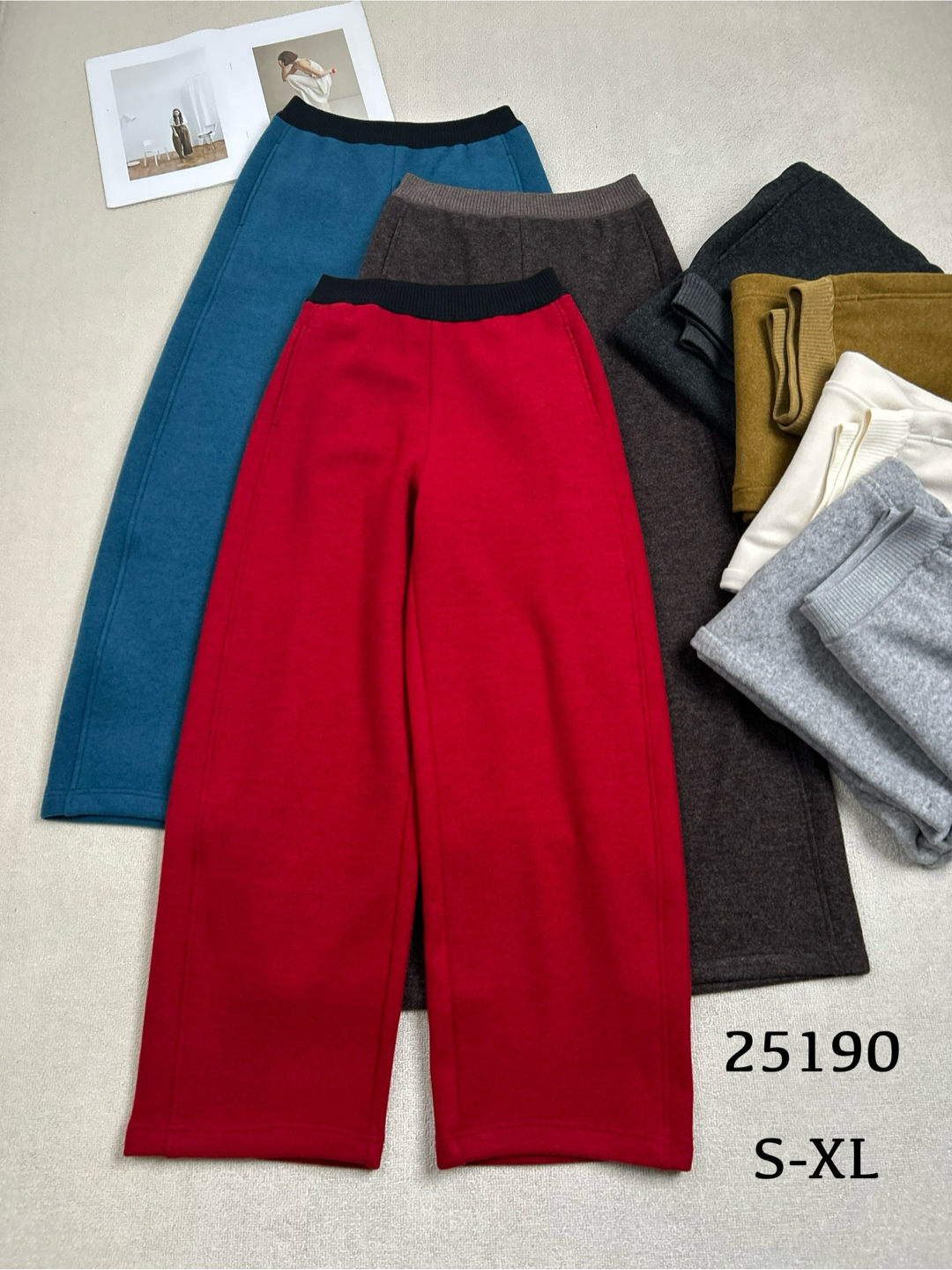 ANYUMO/安妤茉冬季25190加绒羊毛弯刀裤百搭显瘦松紧腰女