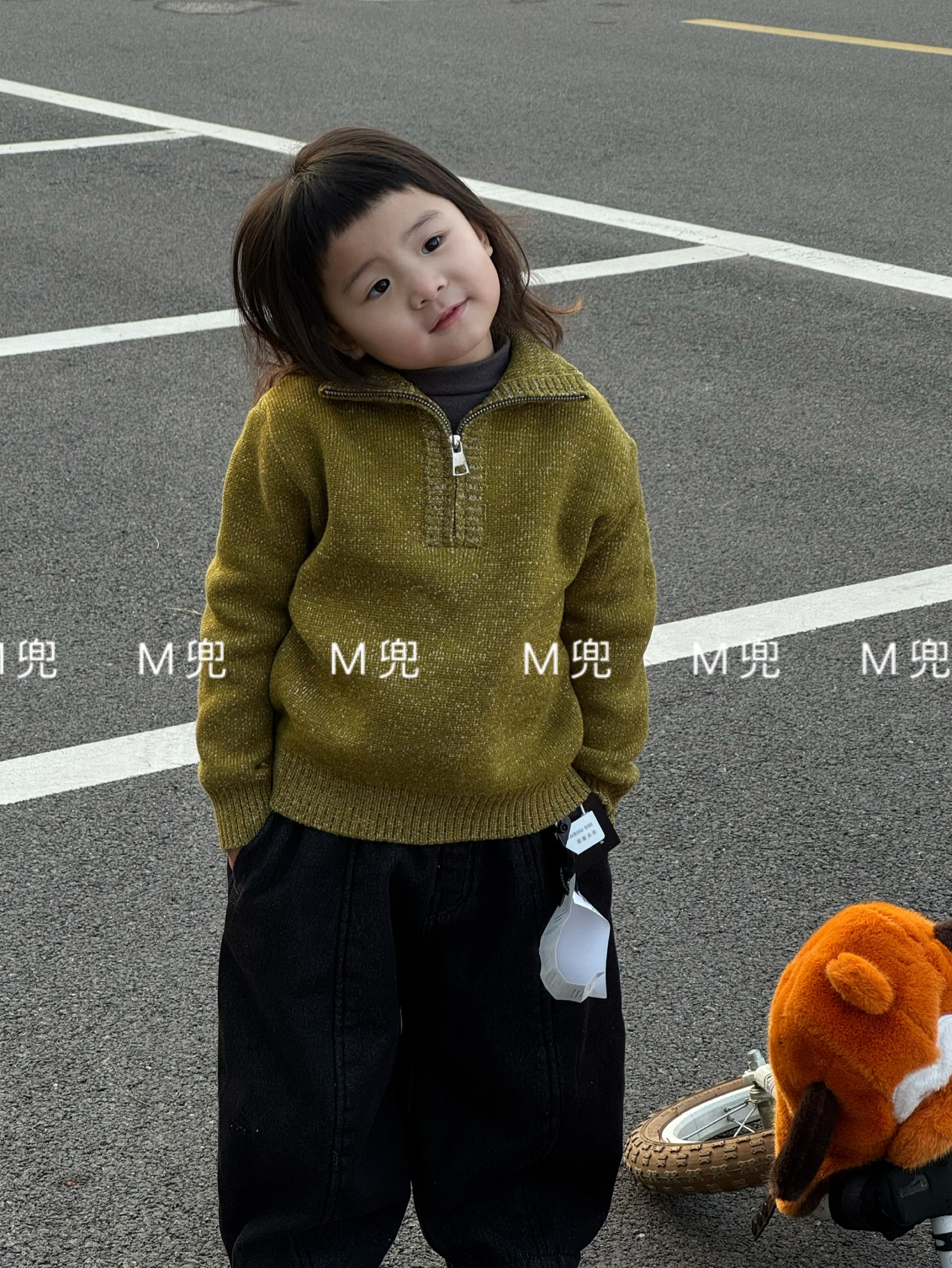 MD2025冬季新款韩版男女童休闲加绒加厚高领毛衣儿童上衣