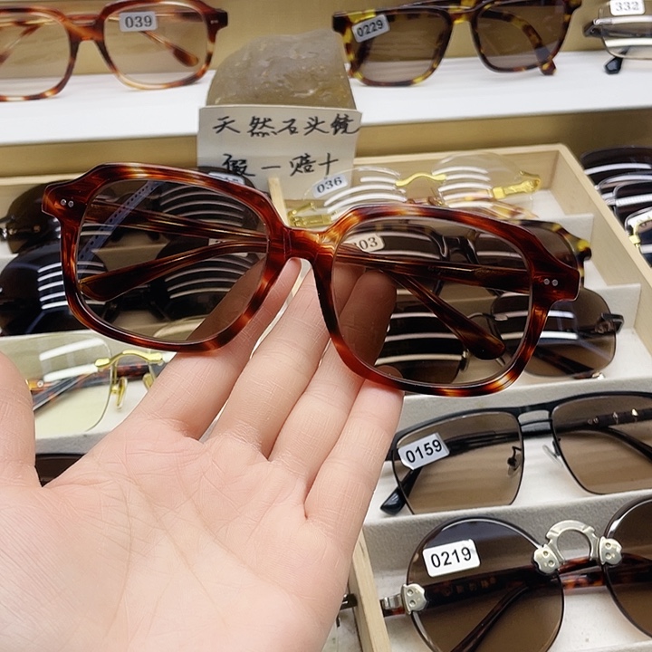 全框款纯天然水晶石头眼镜