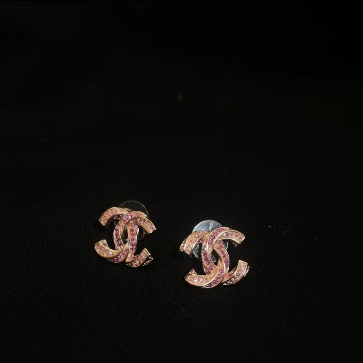 95新 Chanel/香奈儿 粉色双c耳钉  17139610 nn