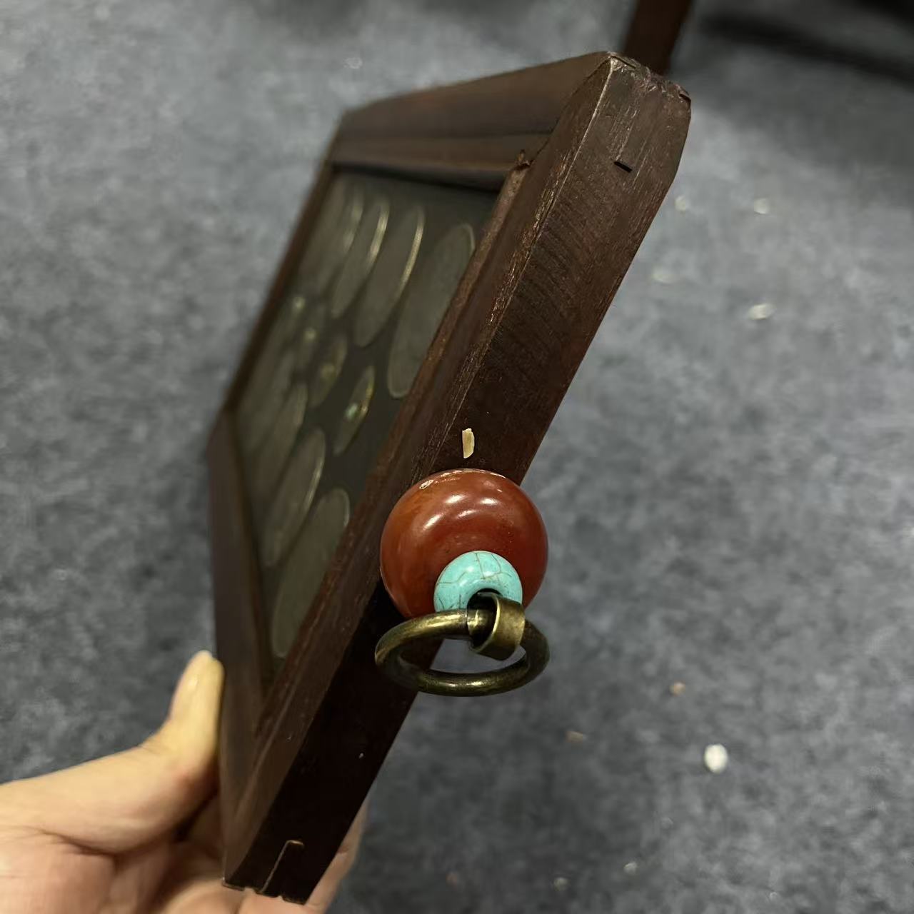 十袁复古木雕包边镶嵌壁挂收藏