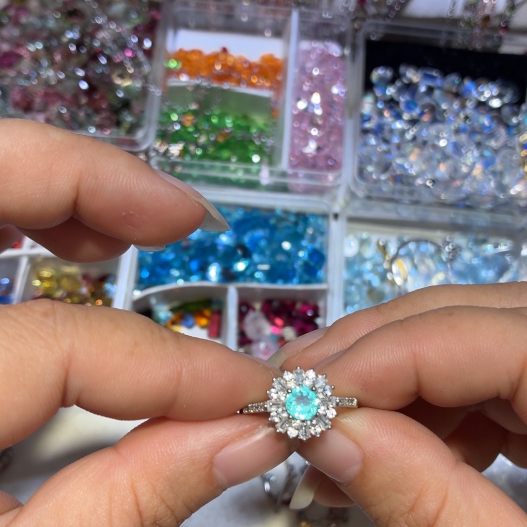 戒指银S925镶嵌磷灰石