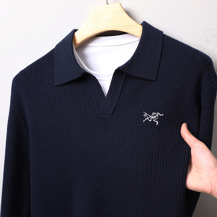 【奥特莱斯撤柜】正品刺绣鸟男士绵羊毛新款高档时尚翻领针织衫毛衣