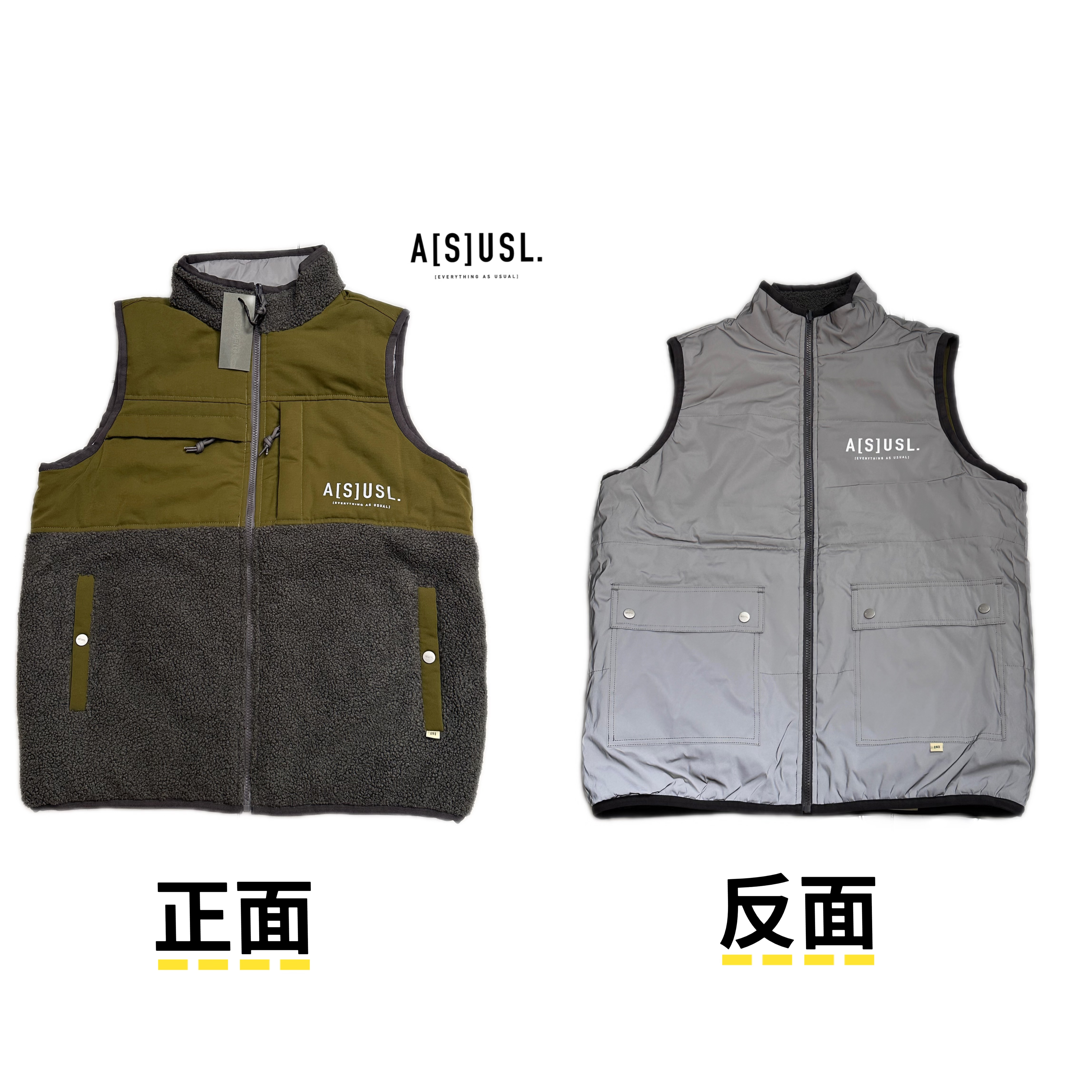 A[S]USL.立领男冬季夏季直下摆常规款马甲标准免烫高街穿搭