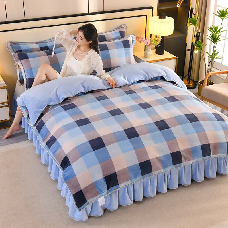 牛奶绒单被套格子系