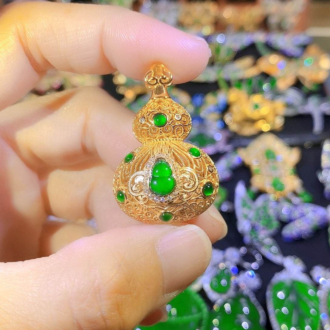 吊坠(不含链)银S925镶嵌翡翠