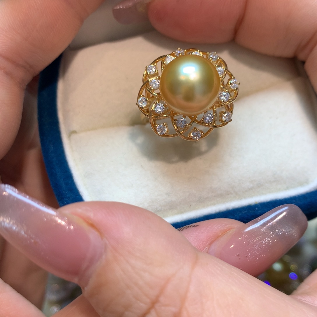 海水珍珠戒指银S925镶嵌