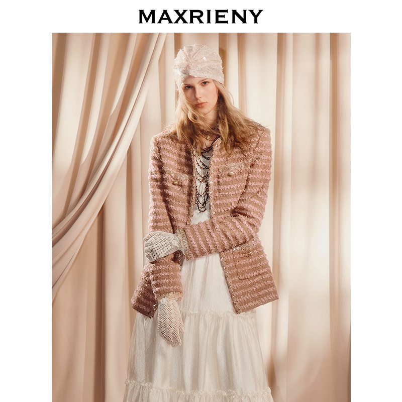 【商场同款】MAXRIENY法式复古外套轻奢摩登穿搭25秋款花纱上衣女