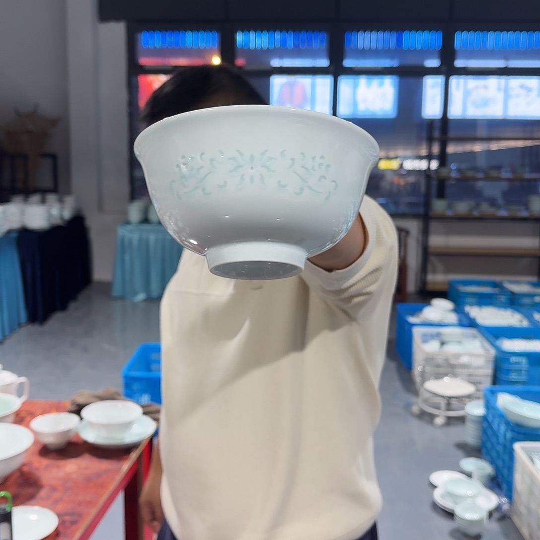 杯景德镇陶瓷影青瓷面碗2个