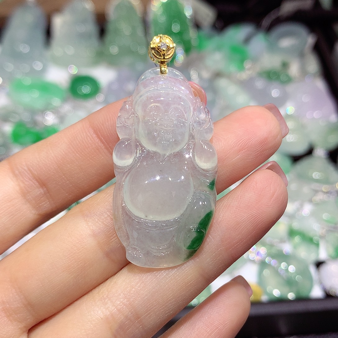 翡翠18K金镶嵌颈饰财