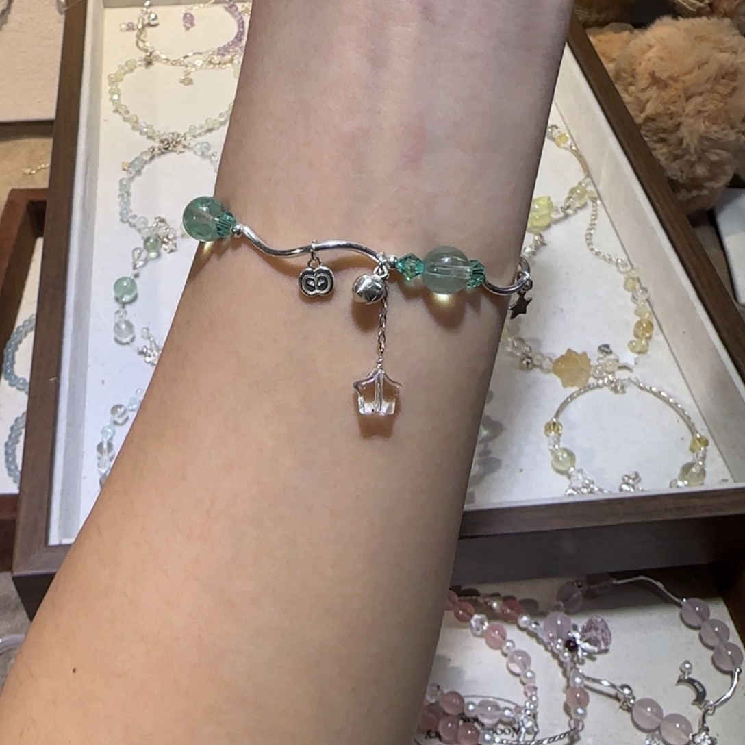 烟晶银S925镶嵌手链青苹果乐园