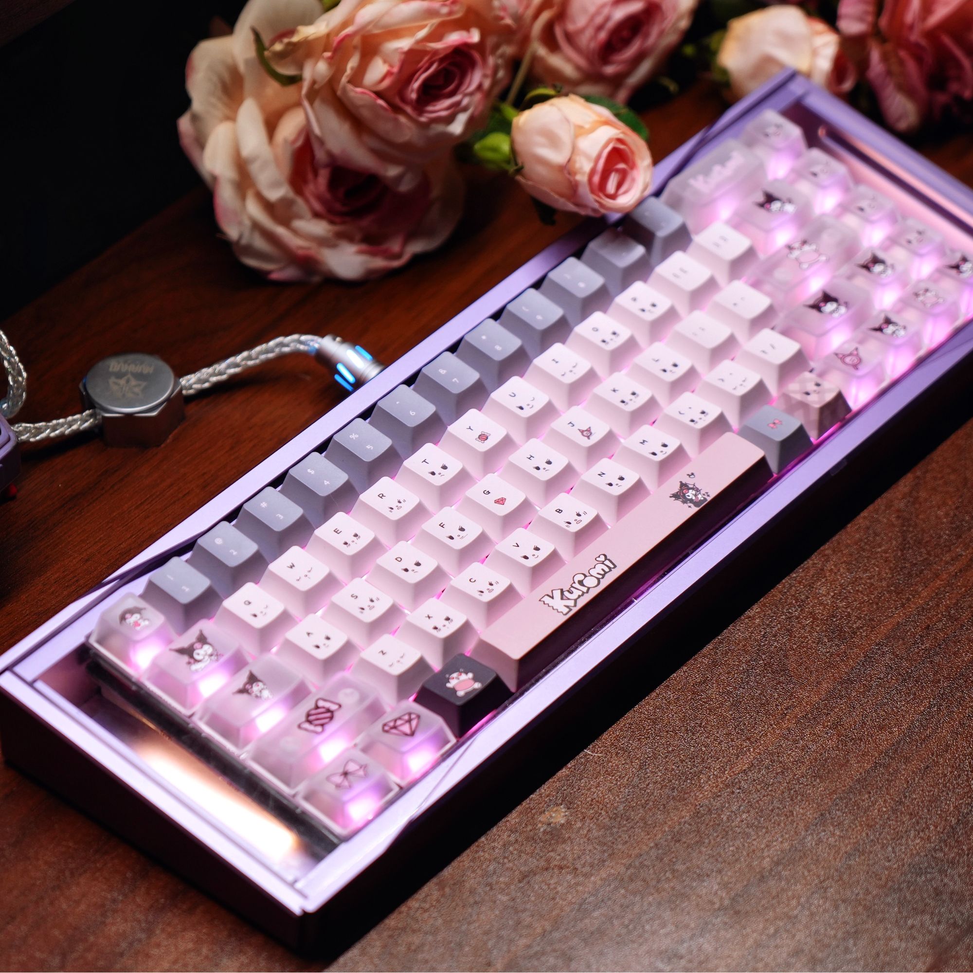 URE库洛米主题机械键盘键帽紫色客制化热升华PBT+PC原厂/MOA高度