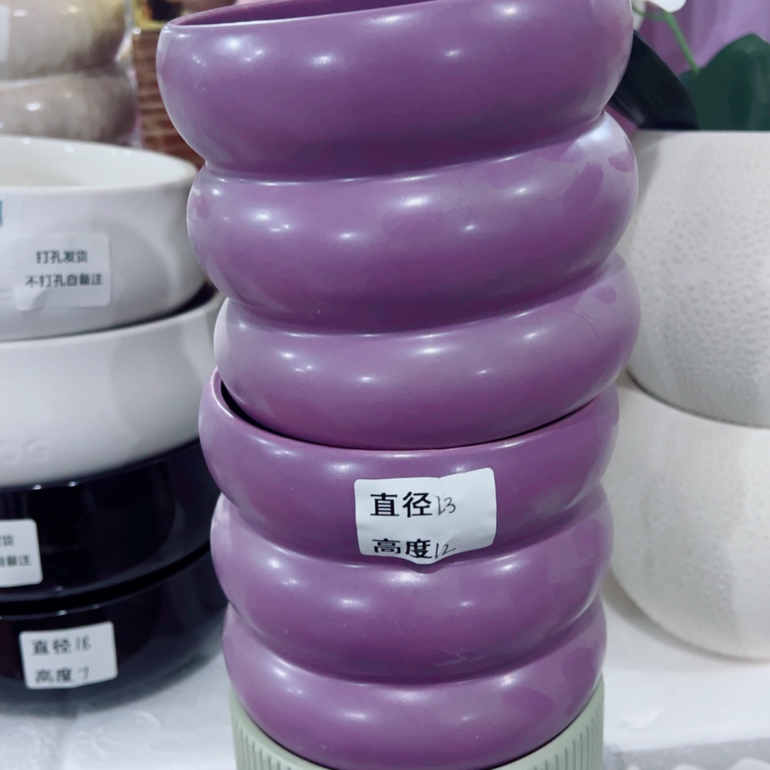 有孔，陶瓷花盆满10米包邮发货