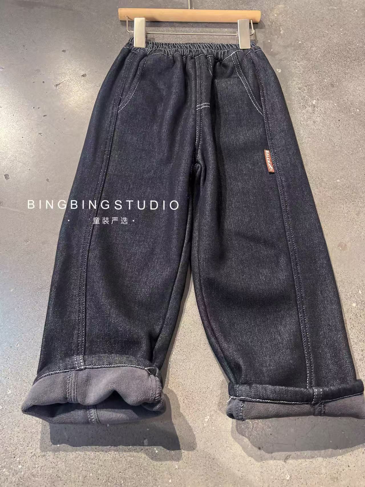 K645儿童加绒水洗牛仔裤