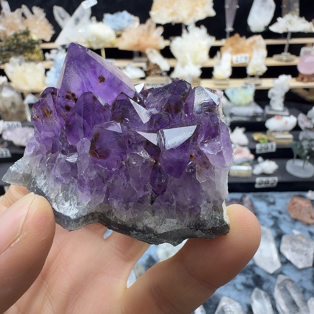 石材巴西紫钛晶摆件