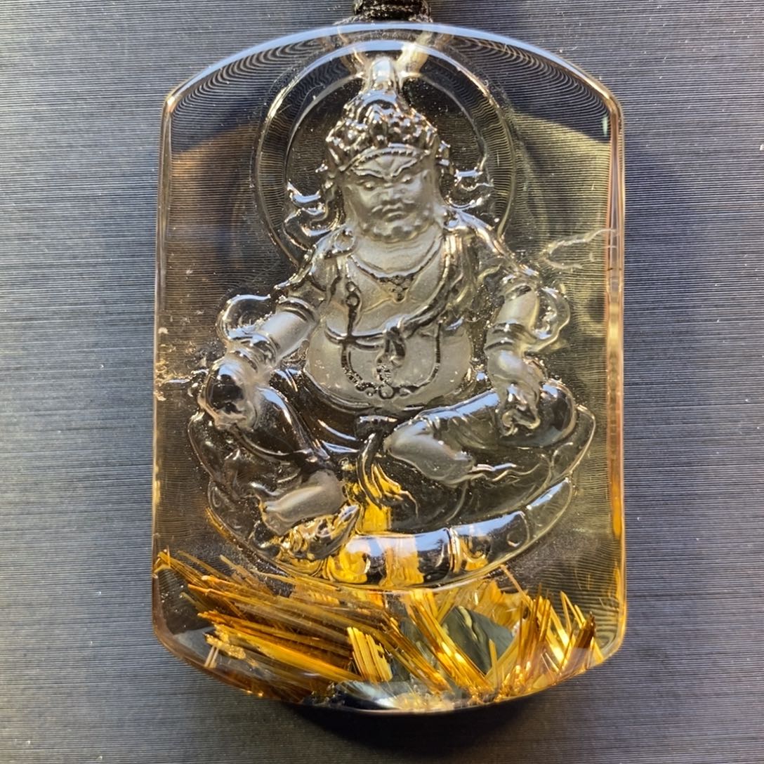 水晶颈饰未镶嵌钛晶花黄财神