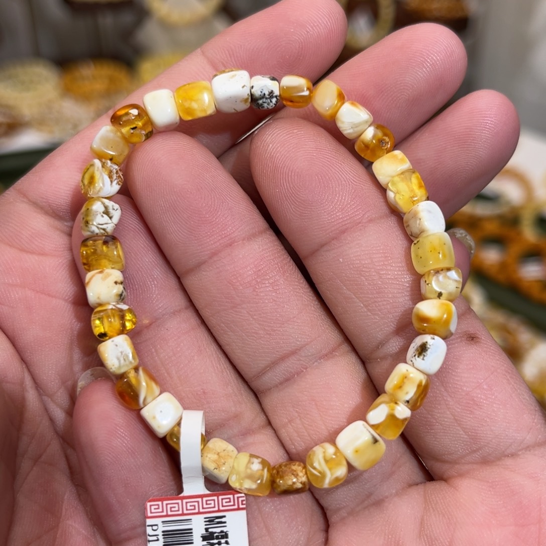 蜜蜡未镶嵌手链奥利奥多宝方糖5.4