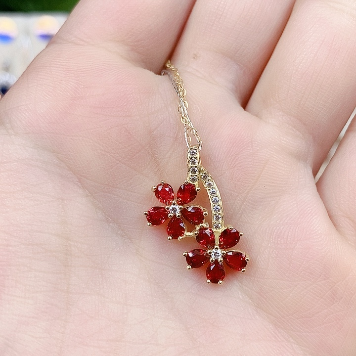 吊坠(赠链)银S925镶嵌彩色蓝宝石