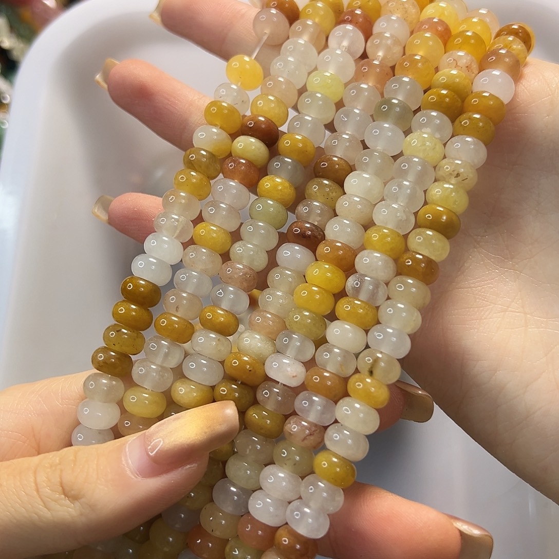 玛瑙/玉髓未镶嵌珠宝半成品金丝玉算盘卡8一条