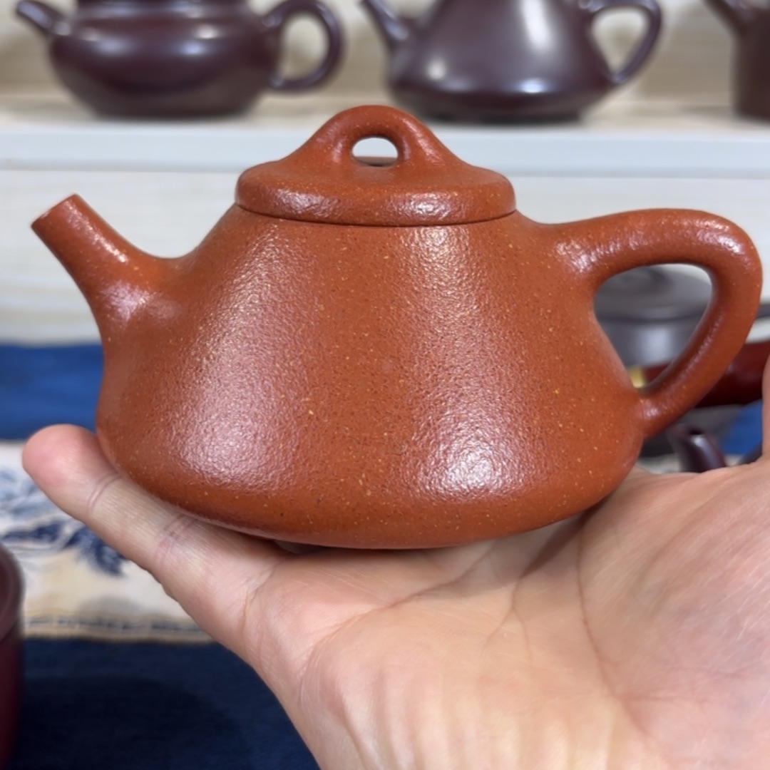 紫砂茶壶全手工红降坡子冶石瓢