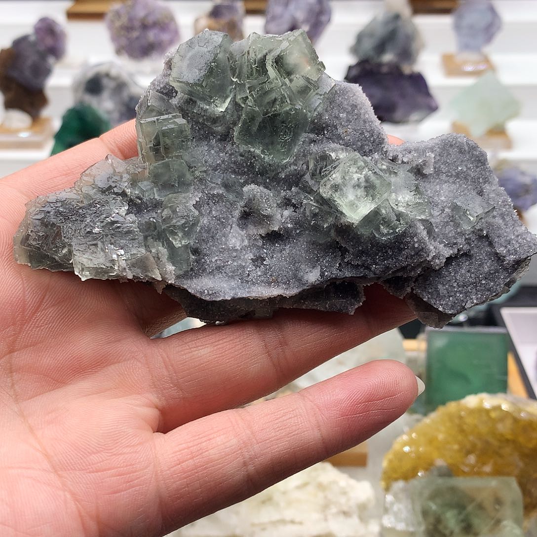 石材福建萤石水晶共生