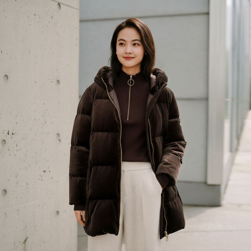 EP雅莹女装 连帽加厚保暖短款鹅绒羽绒服外套 冬季新款Y908A