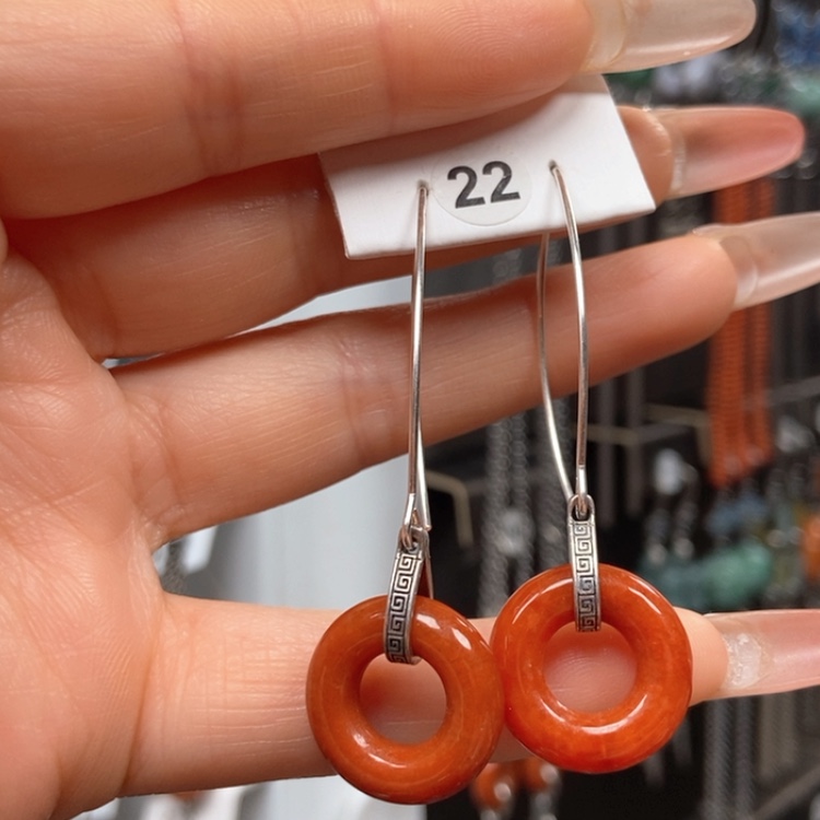 【闪购商品】翡翠耳饰银S925镶嵌优化耳饰