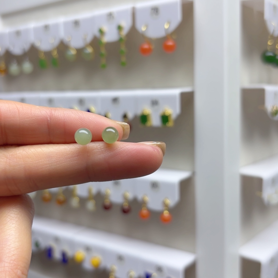 银S925镶嵌和田玉耳饰