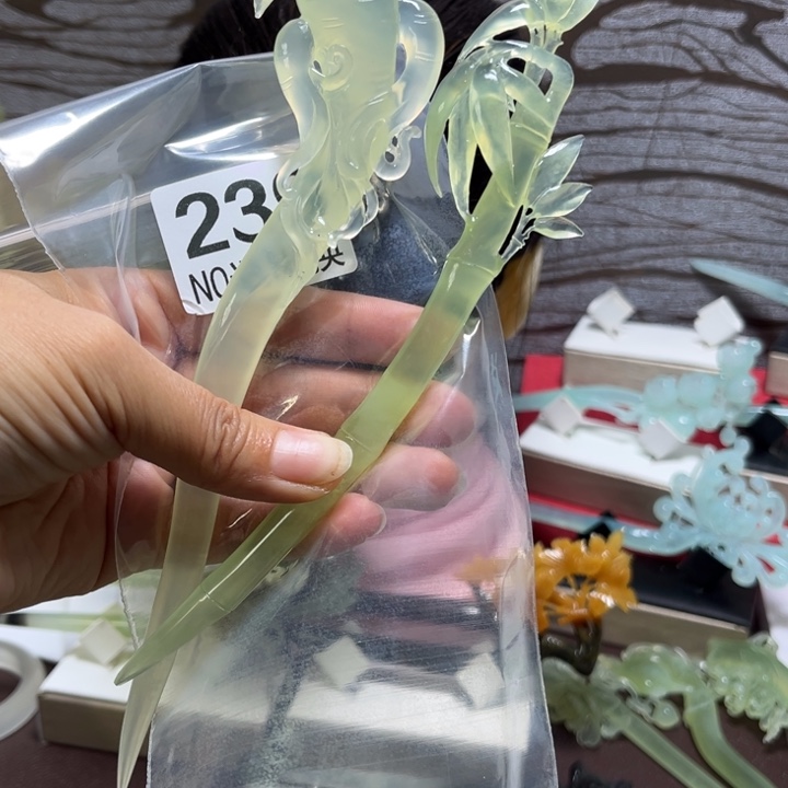 沧***澜蛇纹石玉未镶嵌发簪