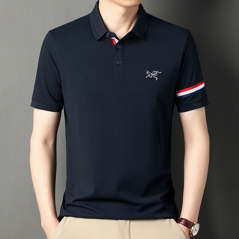 【海外撤柜】鸟家刺绣短袖T恤男装男款男士桑蚕丝夏季奢侈品polo衫
