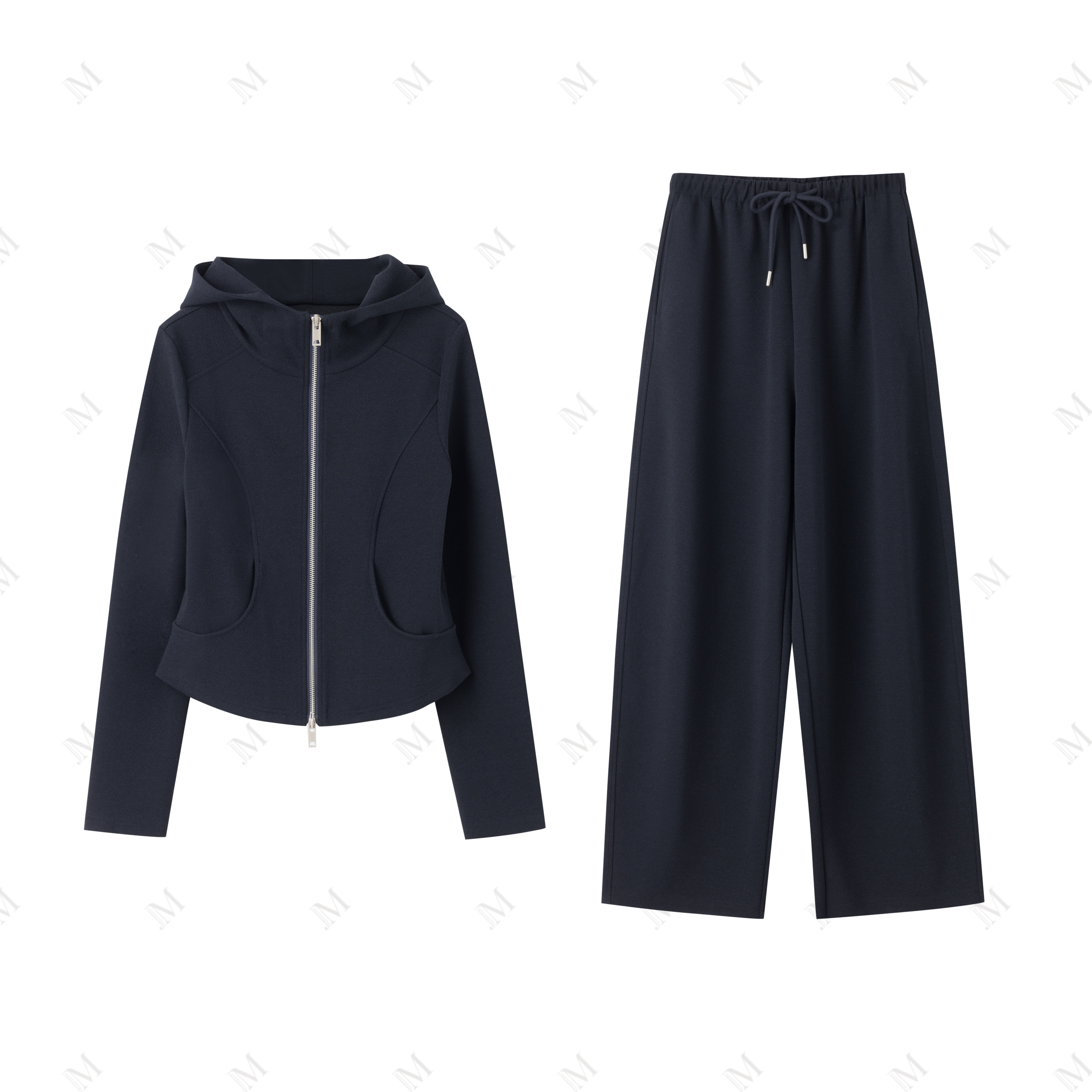 【M珈】“自由主义”羊毛桑蚕丝运动风连帽两件显瘦休闲百搭秋冬套装