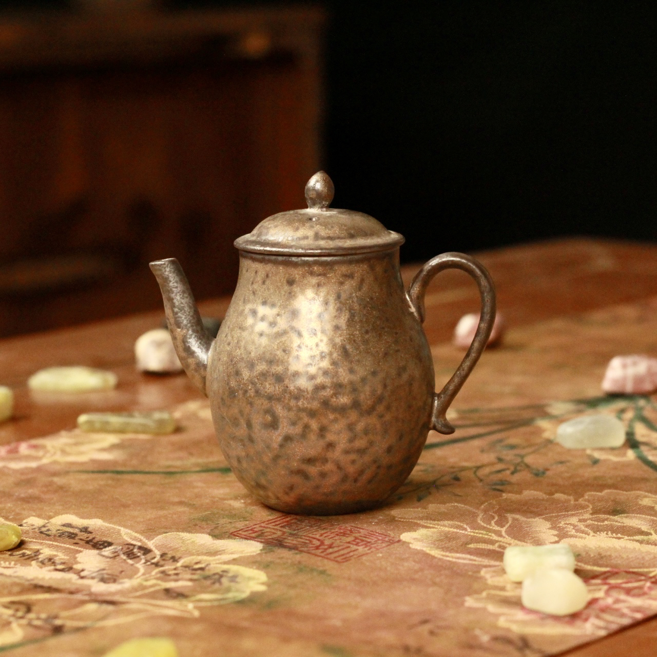 （素.铁锈釉）老岩泥龙蛋壶150cc  复古窑变功夫茶道单壶手工泡壶