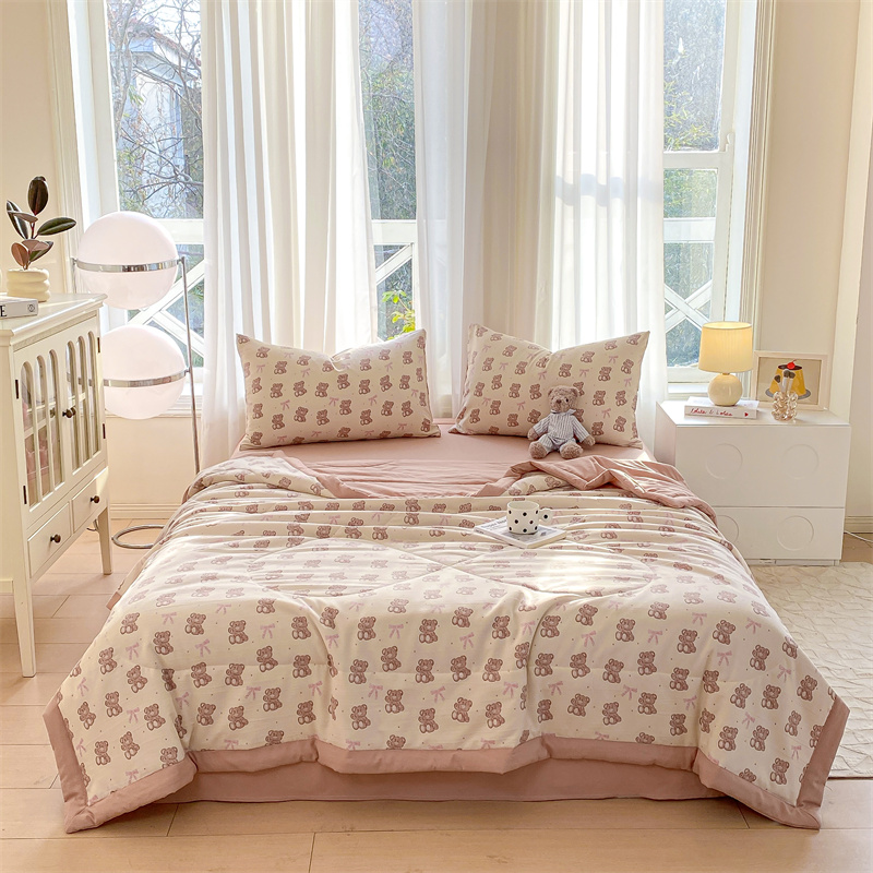 三利有氧针织夏被四件套小清新家用卧室床品套件柔软床单四件套