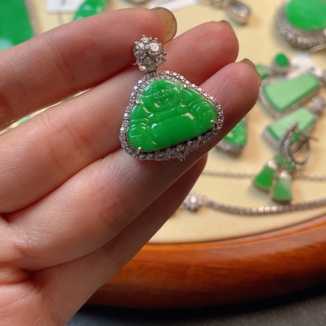 翡翠吊坠(不含链)银S925镶嵌