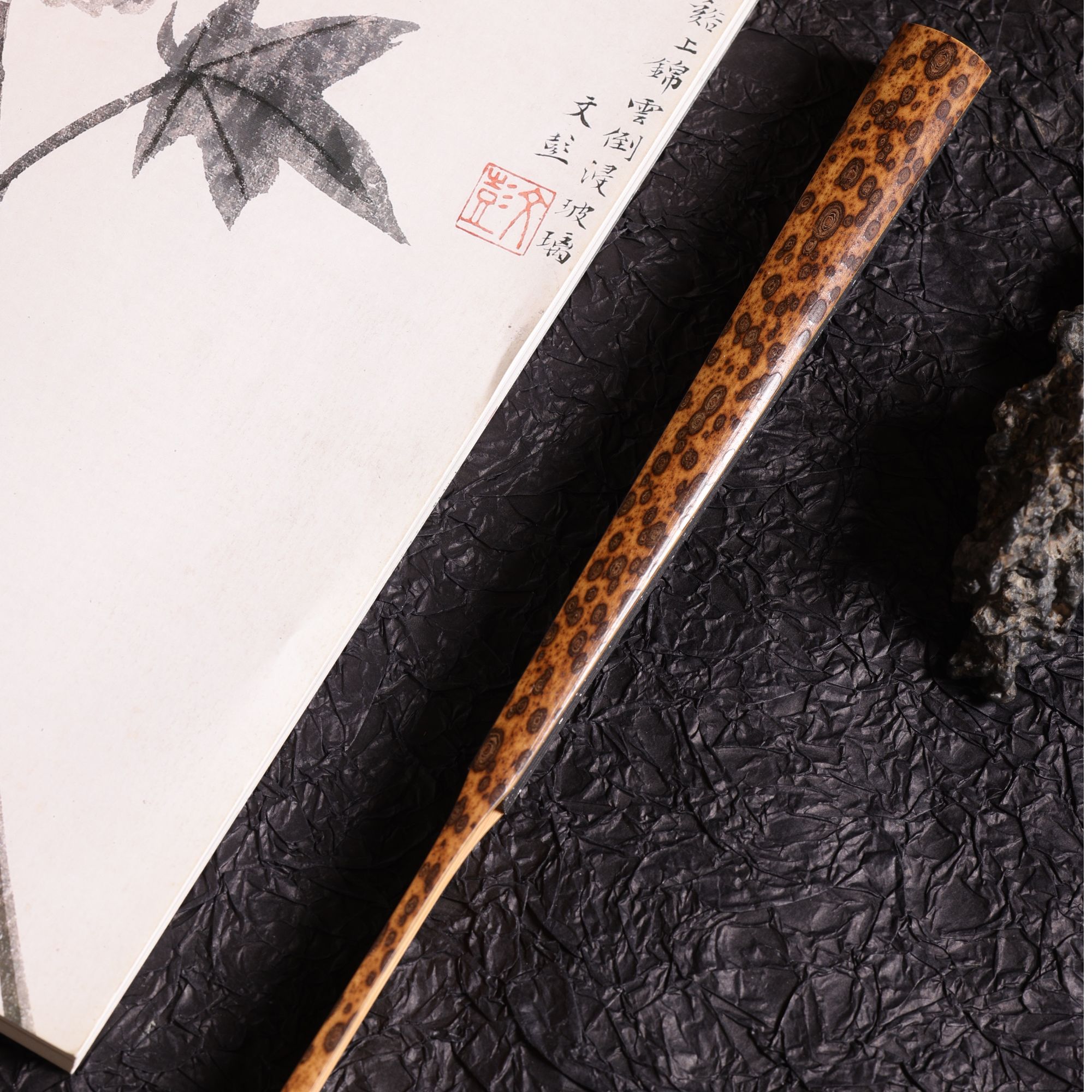 庄煜安 老料梅鹿竹 古排头型折扇