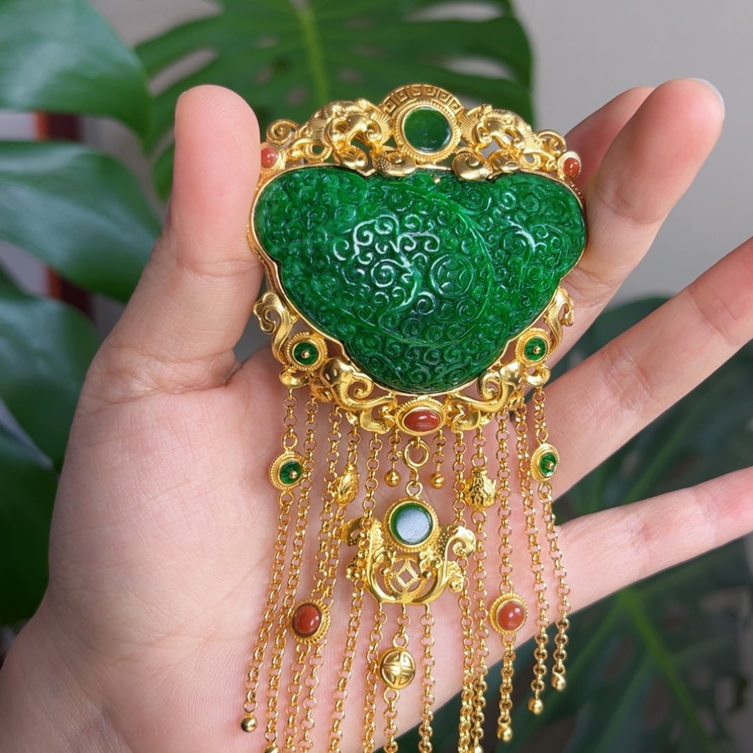 【闪购商品】翡翠颈饰银S925镀金镶嵌 福利