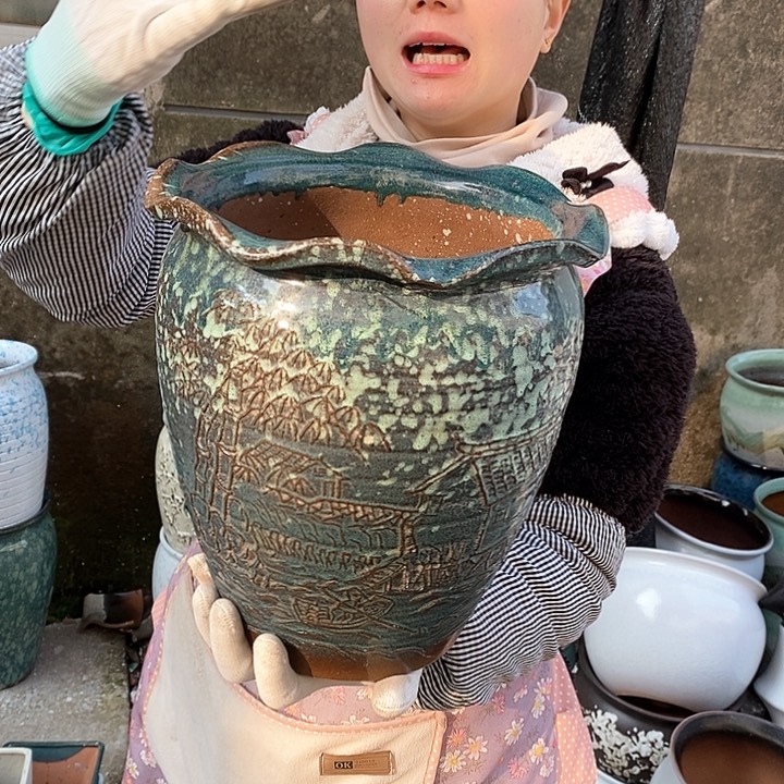 紫砂花盆瑕疵口24高27