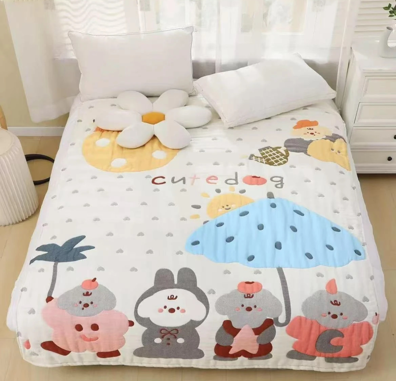 【小伙伴】150*200纯棉泡芙被多层柔软亲肤透气加厚双面