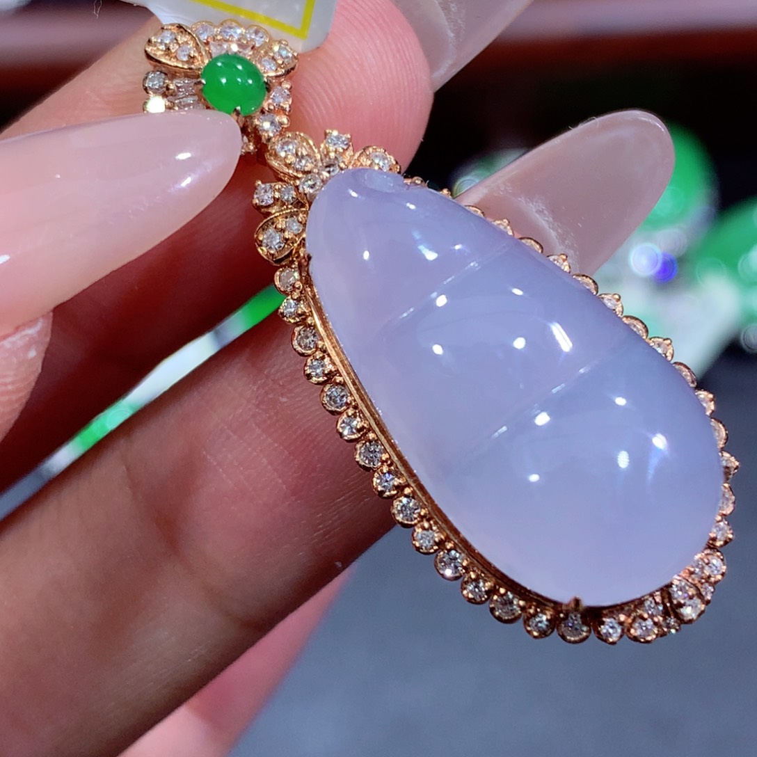 翡翠18K金镶嵌吊坠(不含链)