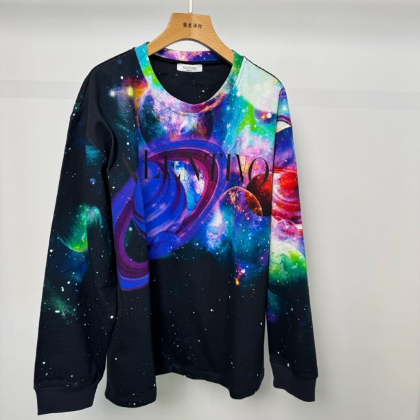 全新未使用 Valentino/华伦天奴 男女同款 银河印花圆领卫衣